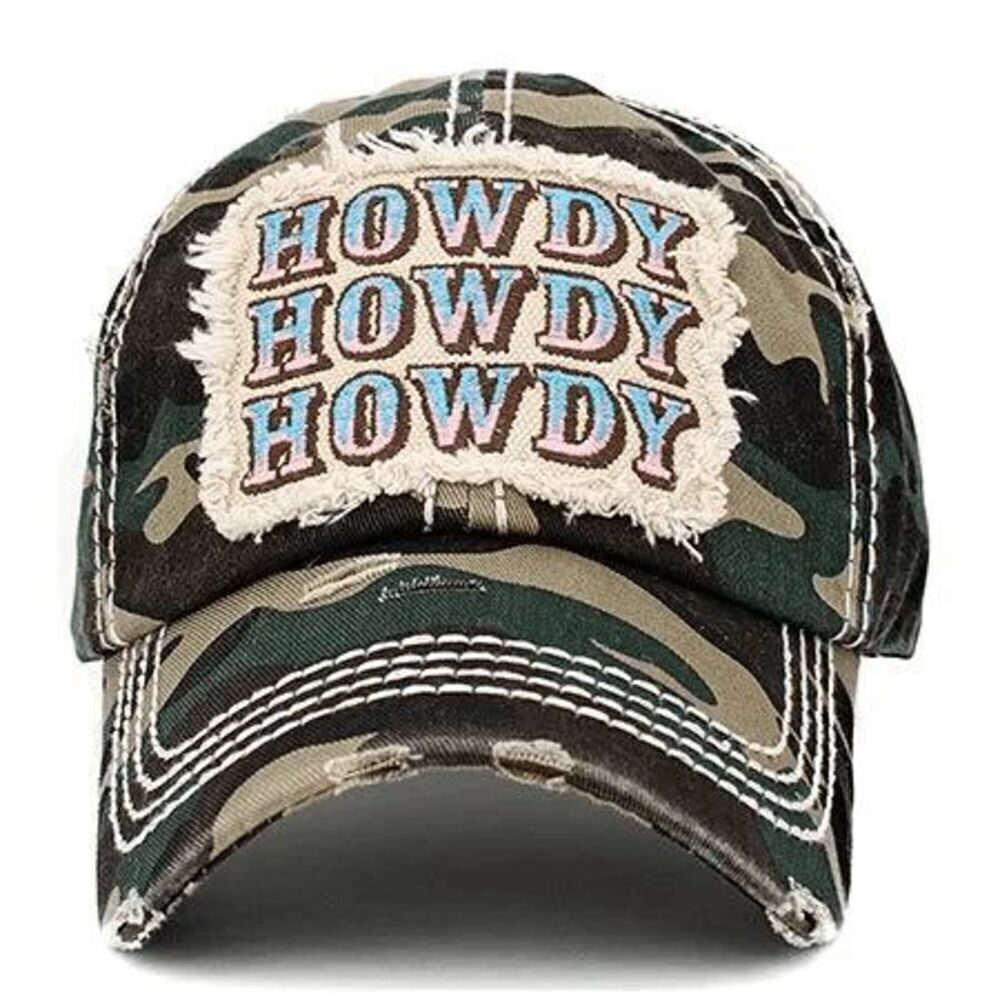 Ladies Camo Howdy Baseball Hat - Picture 3 of 5